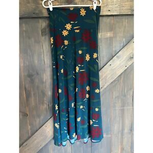 Lularoe Maxi Skirt Womens Small Turquoise Blue Floral Colorful Long Boho Stretch